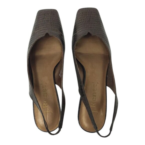 J.Renee Brown Slingback Heels with Gold Accent - Picture 11 of 13